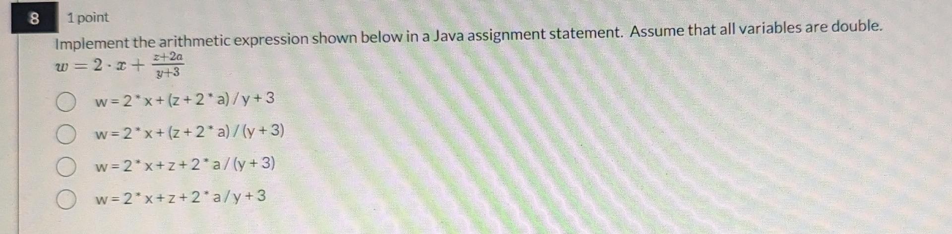 Solved 8,1 pointImplement the arithmetic expression shown | Chegg.com