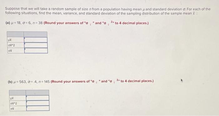 Solved Suppose that we will take a random sample of size n | Chegg.com