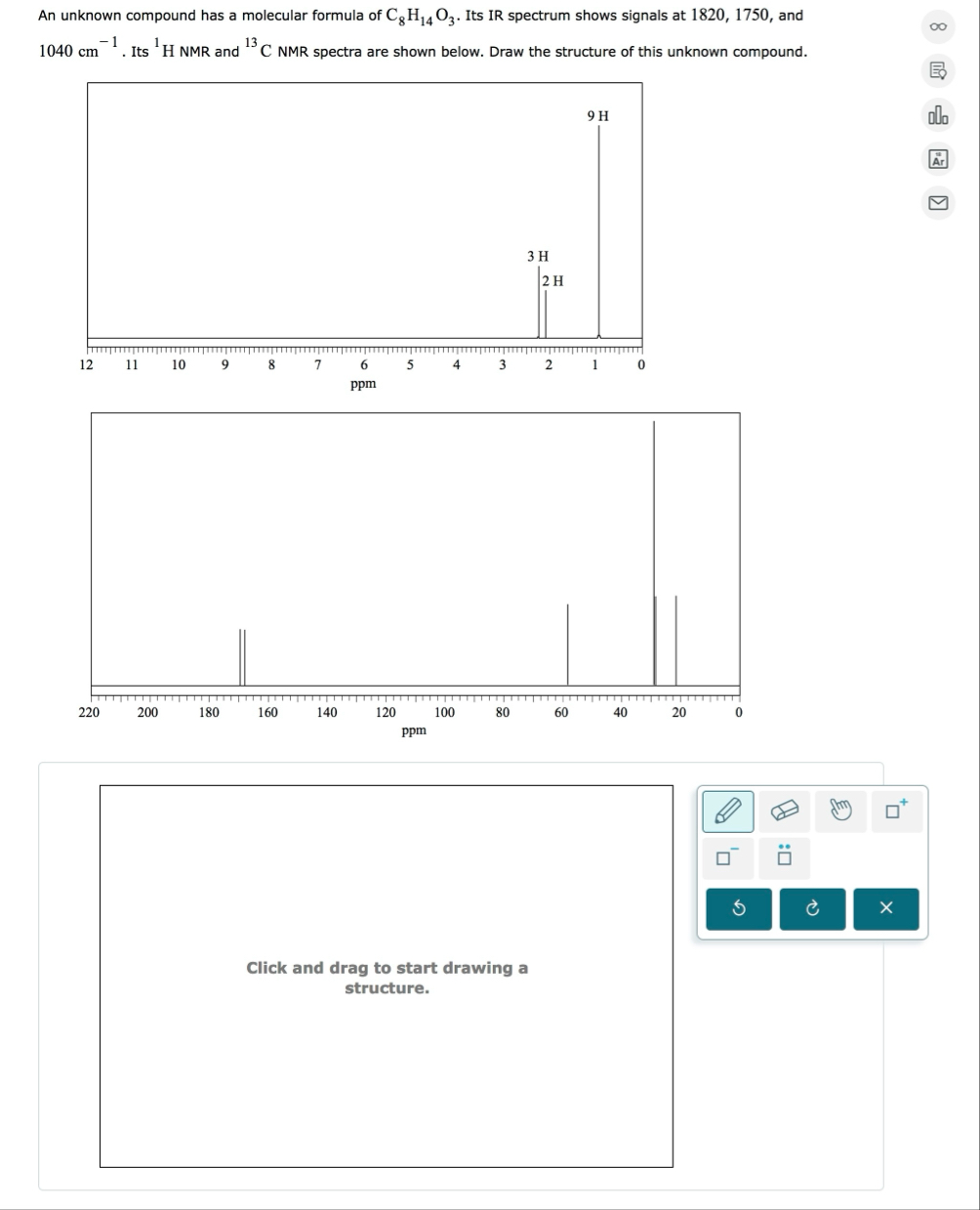 Solved An unknown compound has a molecular formula of | Chegg.com