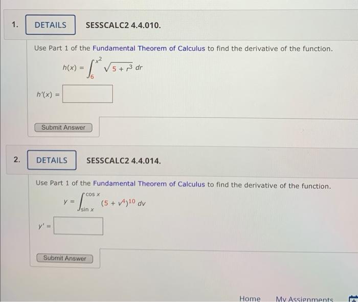 Solved Use Part 1 of the Fundamental Theorem of Calculus to | Chegg.com