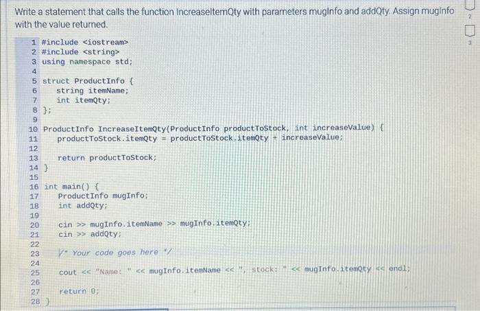 Solved write a c++ statement that calls the function | Chegg.com