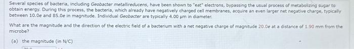 Solved Several species of bacteria, including Geobacter | Chegg.com