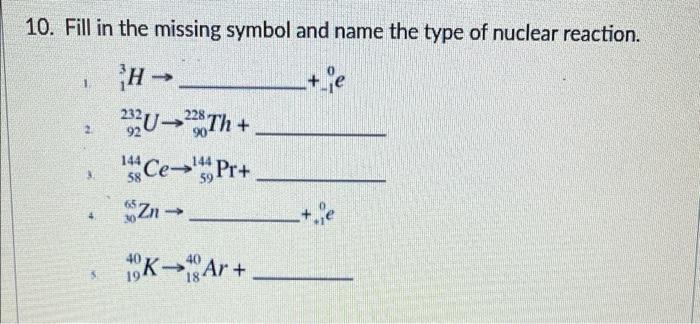 Solved 10. Fill in the missing symbol and name the type of | Chegg.com