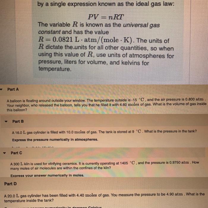 By A Single Expression Known As The Ideal Gas Law Pv Chegg Com