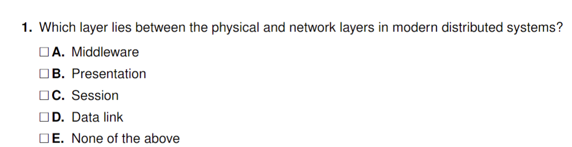 Solved Which layer lies between the physical and network | Chegg.com