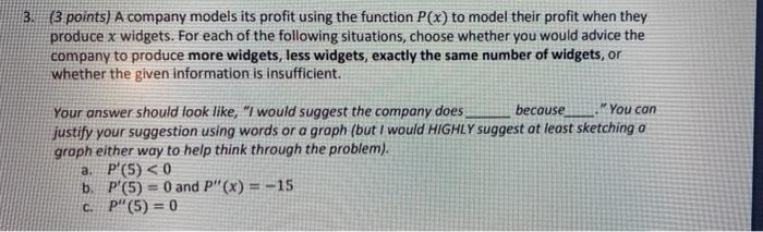 Solved 3. (3 points) A company models its profit using the | Chegg.com