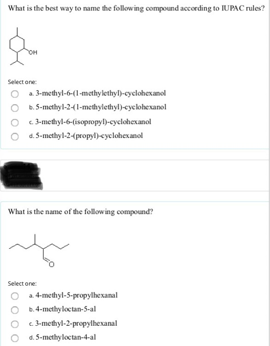 Solved What Is The Best Way To Name The Following Compound 9639