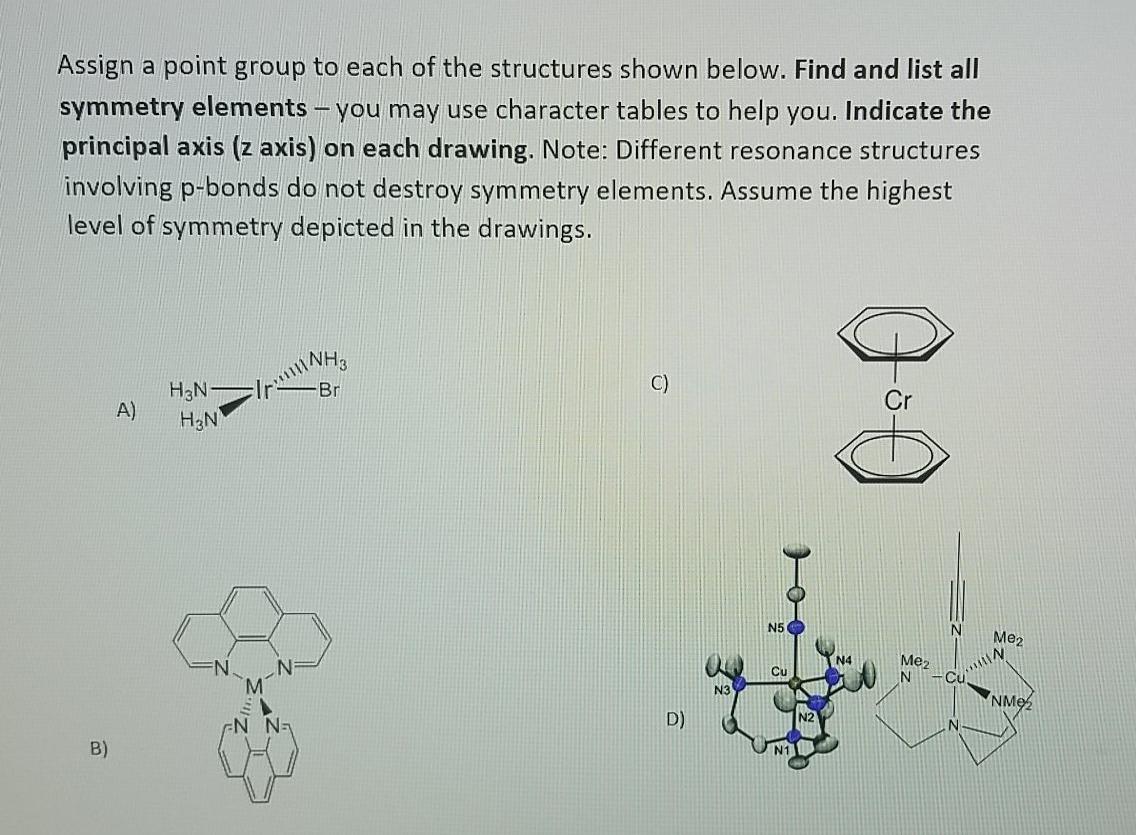 Solved Assign a point group to each of the structures shown | Chegg.com