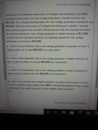 Solved Check My Work 7 Remaining According To The National Chegg