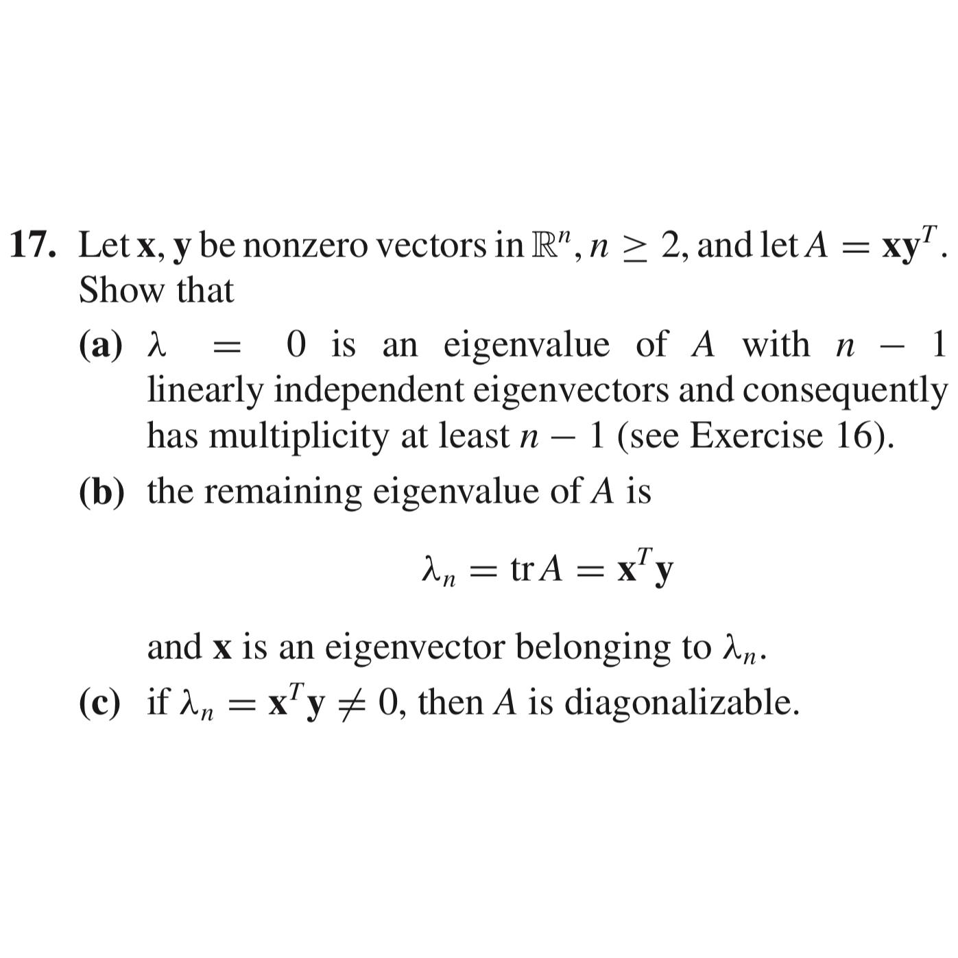 Solved Let x,y be nonzero vectors in R^(n),n>=2, and let | Chegg.com
