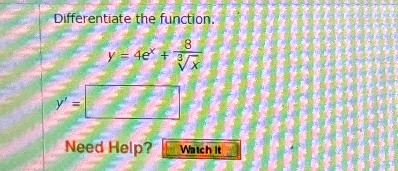 Solved Differentiate The Function Y 4ex 8x3y Need Help