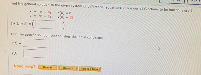 Solved Find the general solution to the given system of | Chegg.com
