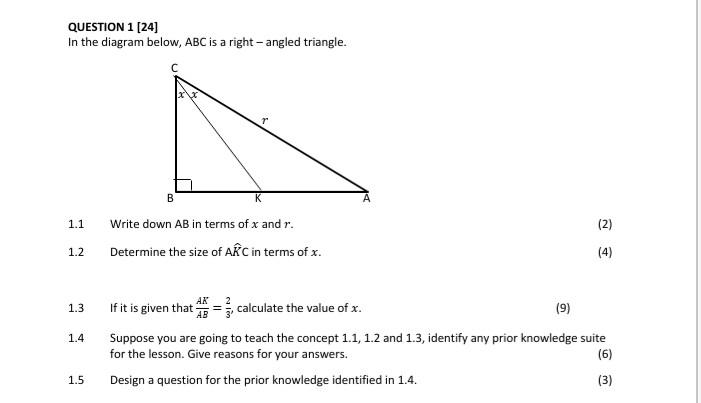 Solved QUESTION 1 [24] In the diagram below, ABC is a | Chegg.com