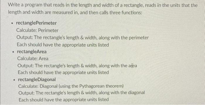 Solved Write a program that reads in the length and width of | Chegg.com