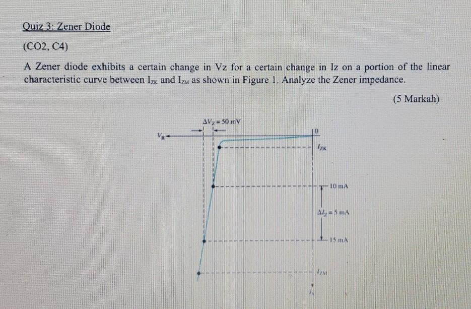 Solved Quiz 3 Zener Diode (CO2, C4) A Zener diode exhibits