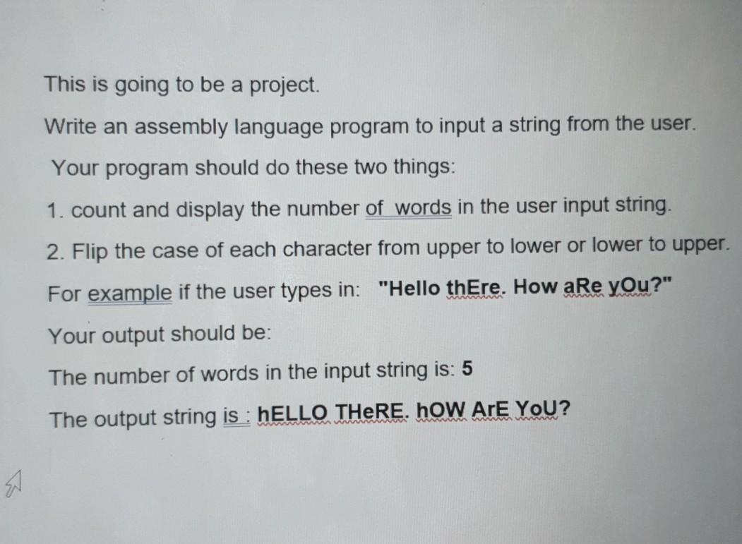 Solved This is going to be a project. Write an assembly | Chegg.com