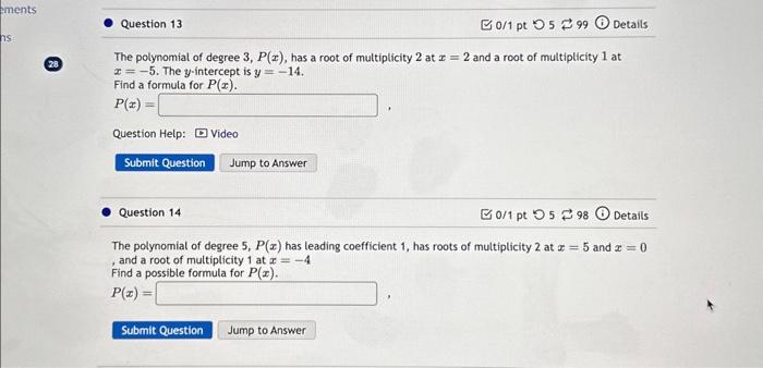 Solved The Polynomial Of Degree 3px Has A Root Of 9828