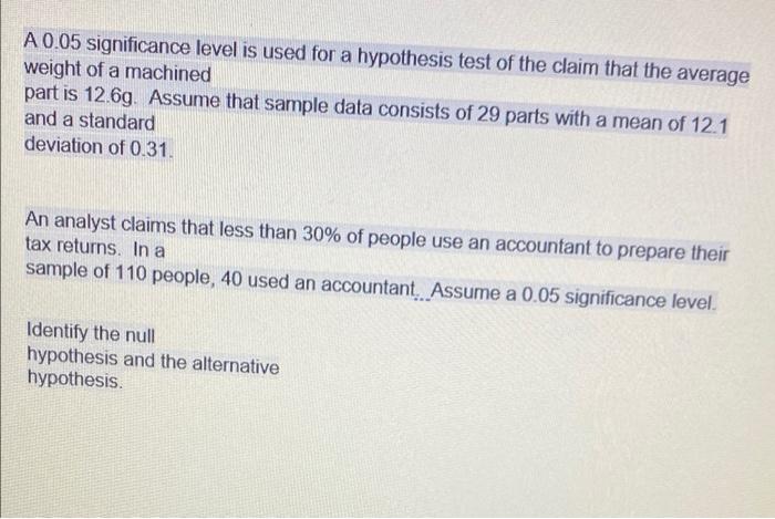 hypothesis test 0.05 level of significance