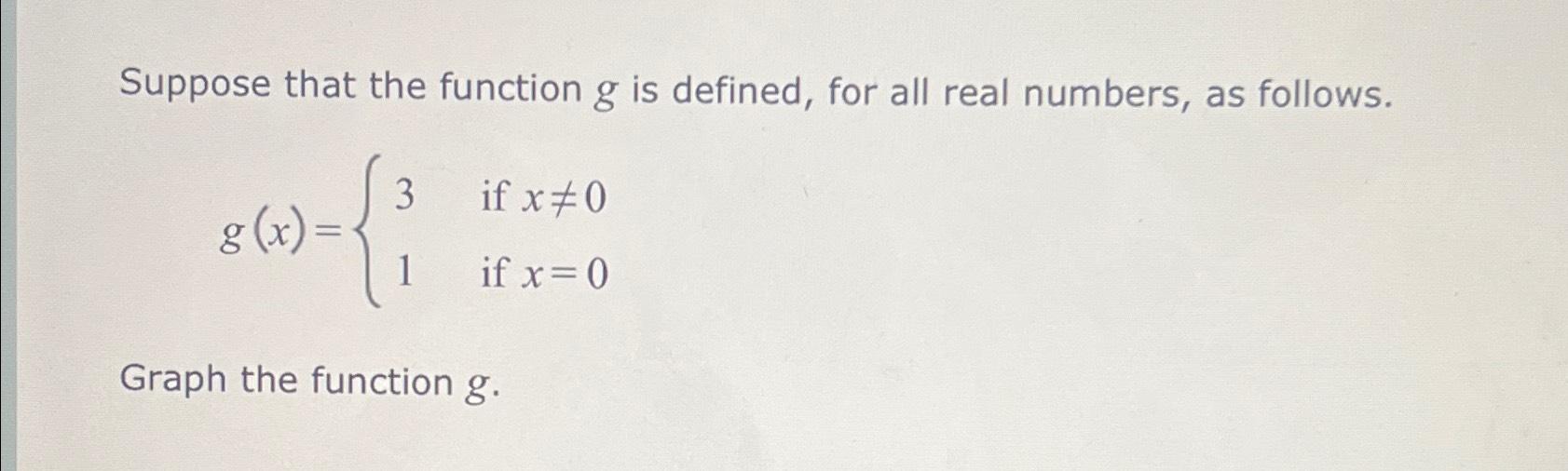Solved Suppose that the function g ﻿is defined, for all real | Chegg.com