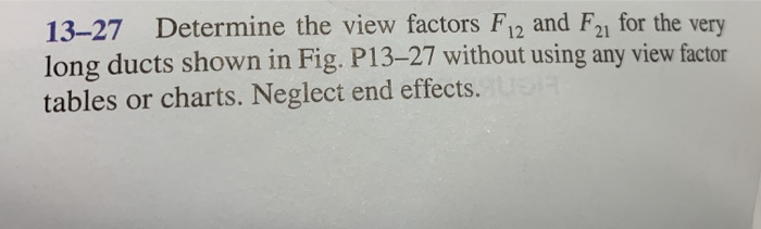 Solved 13–27 Determine the view factors F12 and F21 for the | Chegg.com