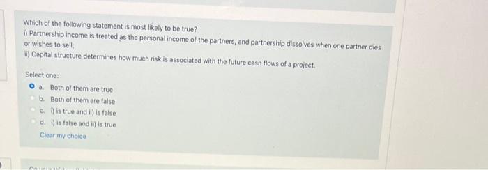Solved Which of the following statement is most likely to be | Chegg.com