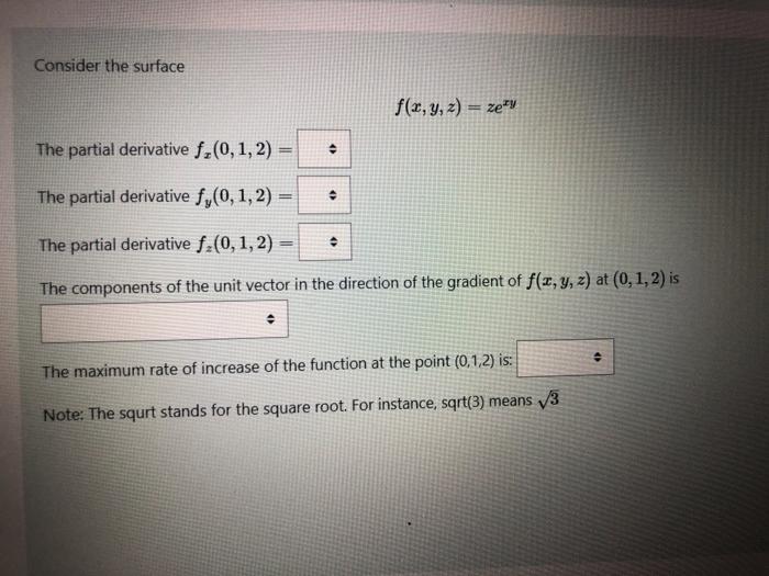 Solved Consider The Surface F X Y Z Zey The Partial Chegg Com