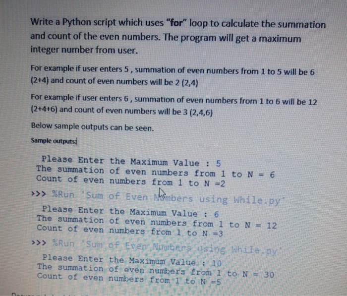 Solved Write a Python script which uses "for” loop to | Chegg.com