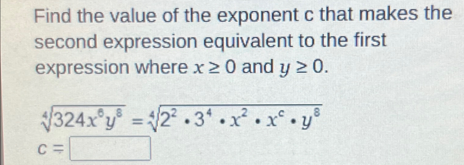 Solved Find the value of the exponent c ﻿that makes the | Chegg.com