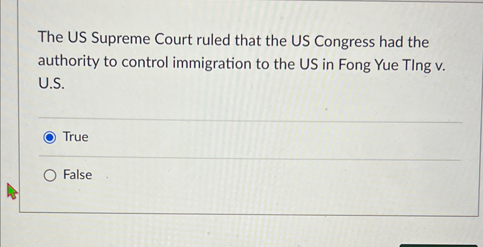 Solved The US Supreme Court ruled that the US Congress had