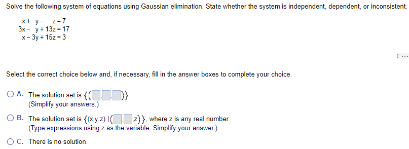 Solved Solve the following system of equations using | Chegg.com