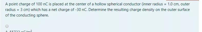 Solved A point charge of 100 nC is placed at the center of a | Chegg.com