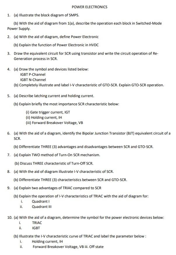 Solved POWER ELECTRONICS 1. (a) Illustrate The Block Diagram | Chegg.com