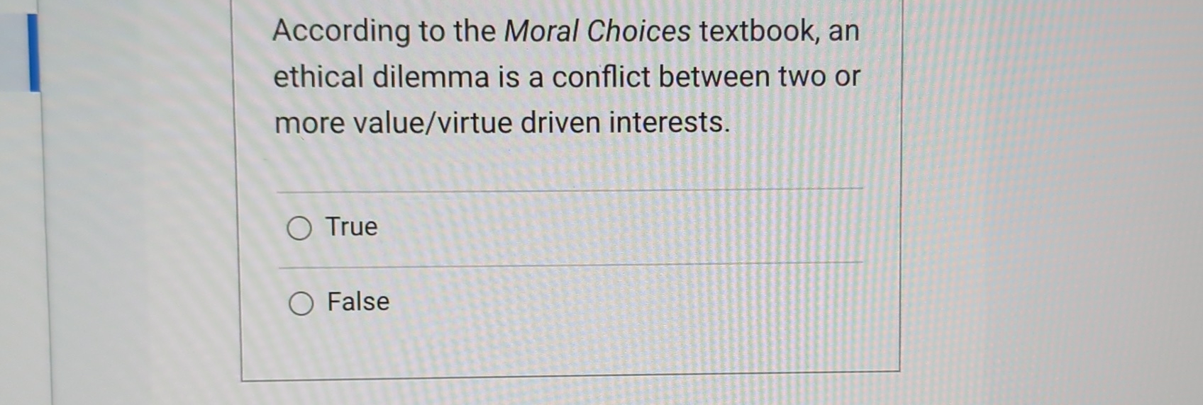 Solved According to the Moral Choices textbook, an ethical | Chegg.com