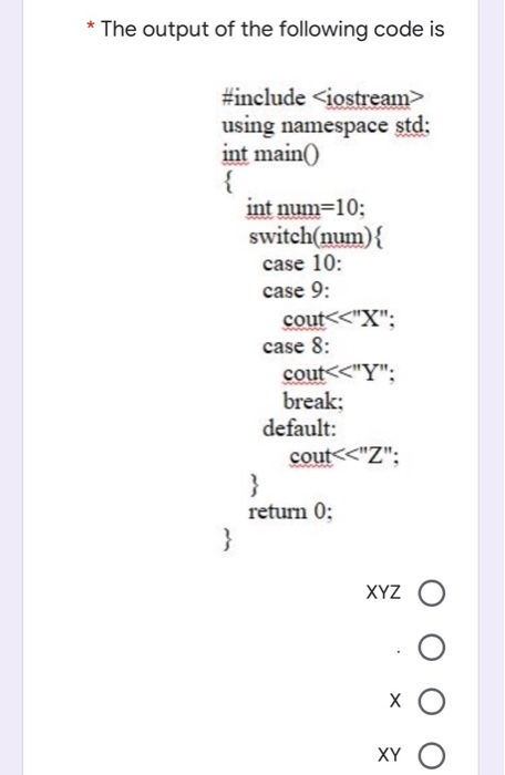 Solved * The output of the following code is #include using | Chegg.com