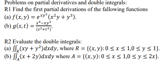 Partial Derivative Problem Problems on partial derivatives and double | Chegg.com