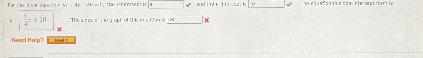 write the equation 5x y 4 in slope intercept form