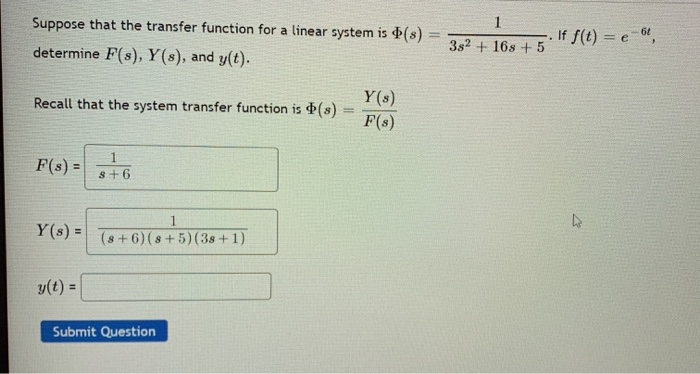 Solved 1 Suppose that the transfer function for a linear | Chegg.com