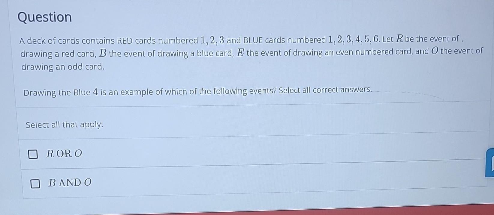 Solved Question A Deck Of Cards Contains RED Cards Numbered | Chegg.com