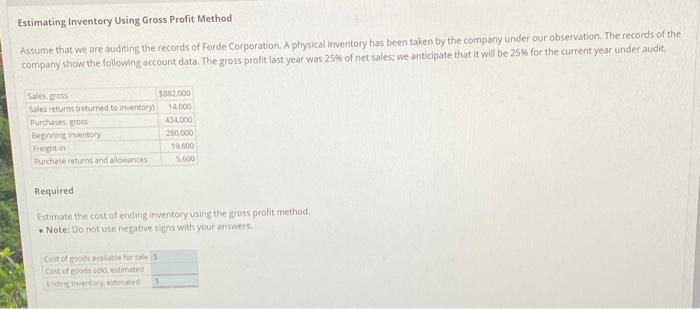 Solved Estimating Inventory Using Gross Profit Method Assume | Chegg.com