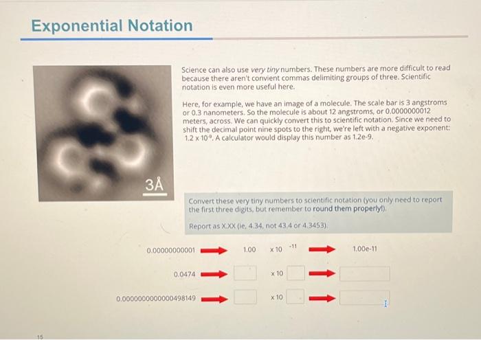 Solved Exponential Notation Science can also use very tiny | Chegg.com