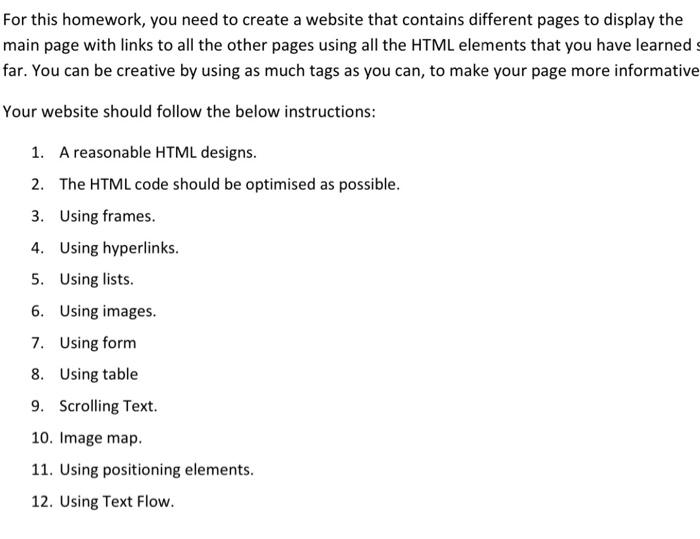 Solved For this homework, you need to create a website that | Chegg.com