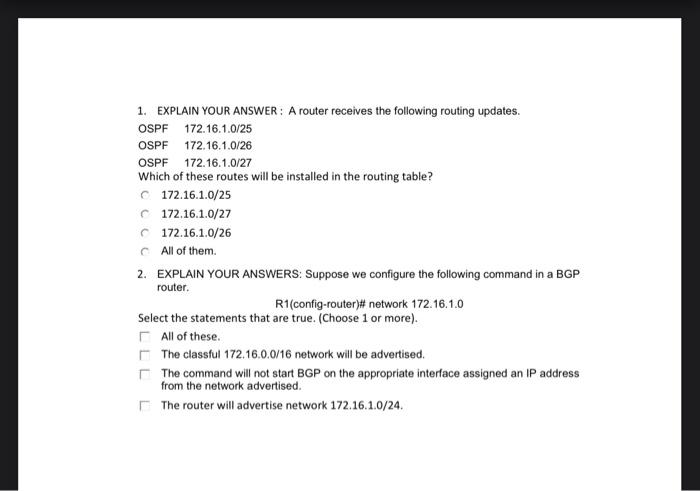 Solved 1. EXPLAIN YOUR ANSWER: A Router Receives The | Chegg.com