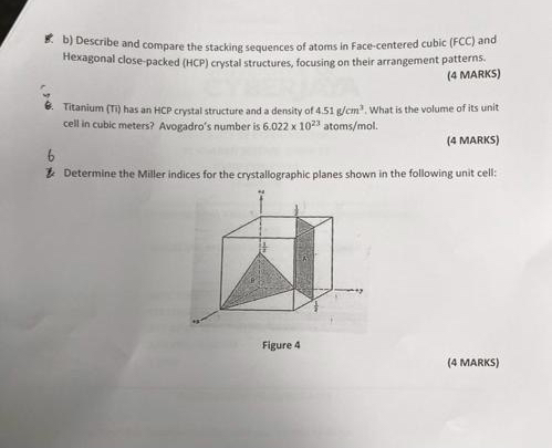 Solved b) ﻿Describe and compare the stacking sequences of | Chegg.com