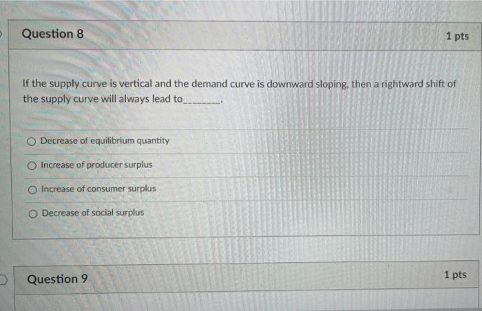 Solved Question 8 1 pts If the supply curve is vertical and | Chegg.com