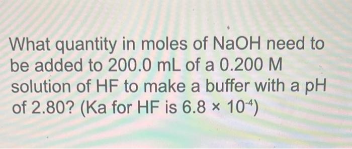 Solved What ratio of NaCN to HCN is needed to prepare a | Chegg.com