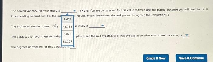 Solved The pooled variance for your study is in succeeding | Chegg.com