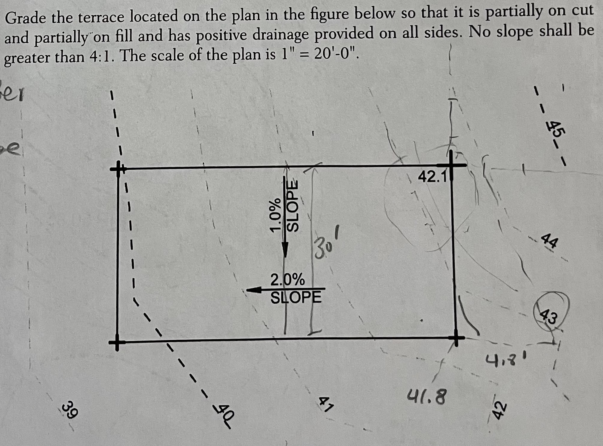 Terrace Point Graph Solved Grade the terrace located on the plan in the figure | Chegg.com