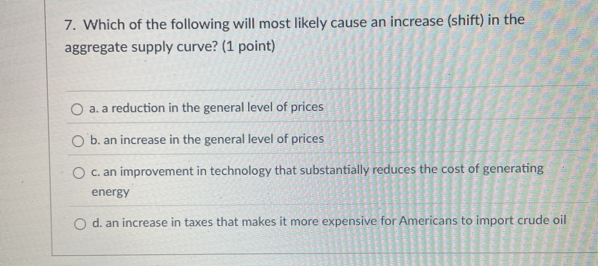 Solved Which of the following will most likely cause an | Chegg.com