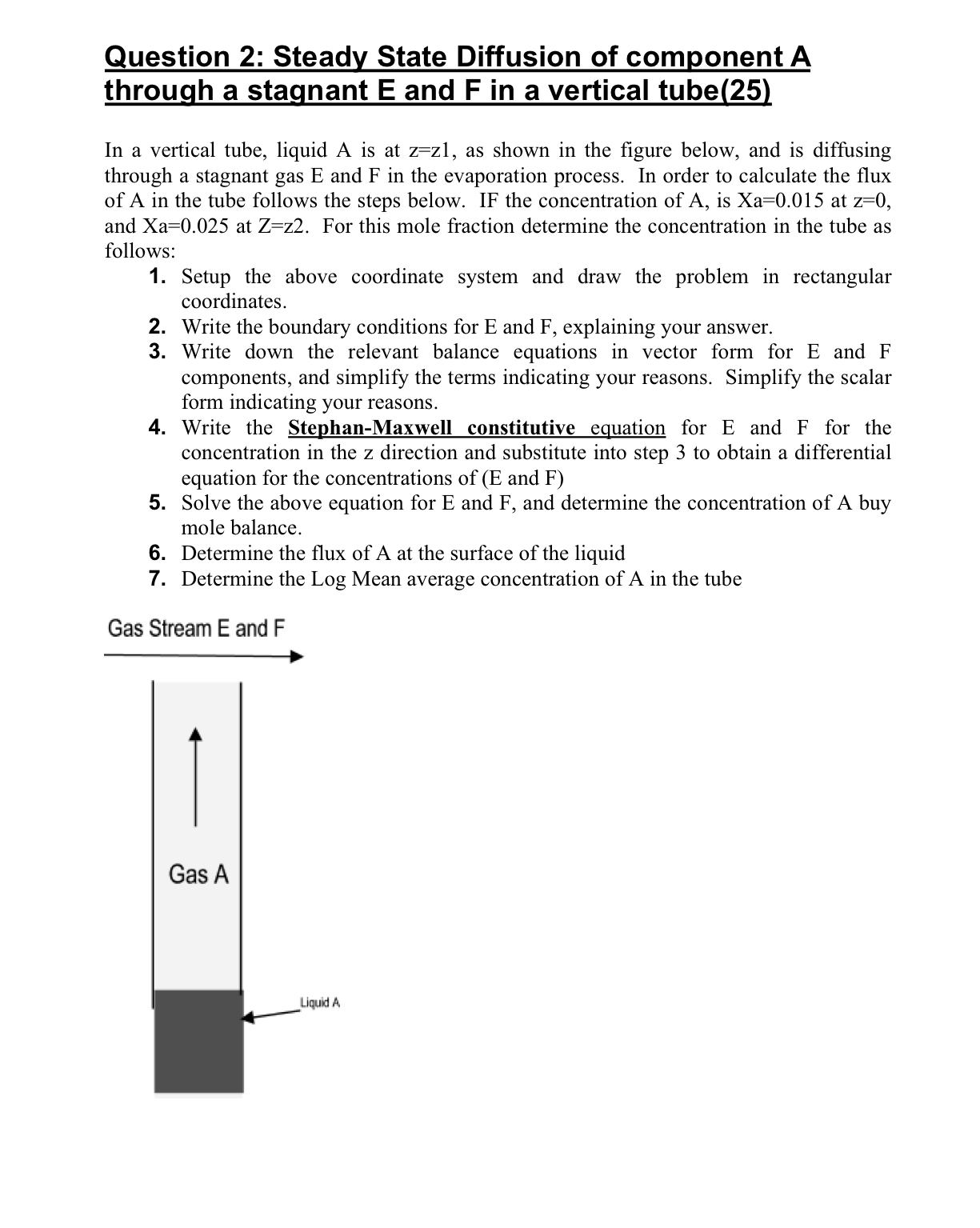 Solved Question 2: Steady State Diffusion of component A | Chegg.com