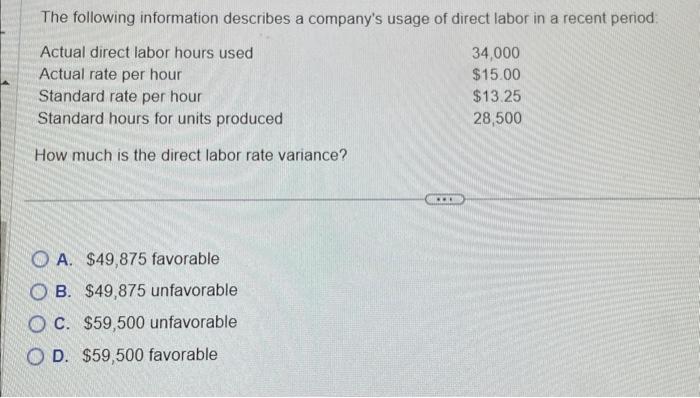 Solved The Following Information Describes A Company's Usage | Chegg.com